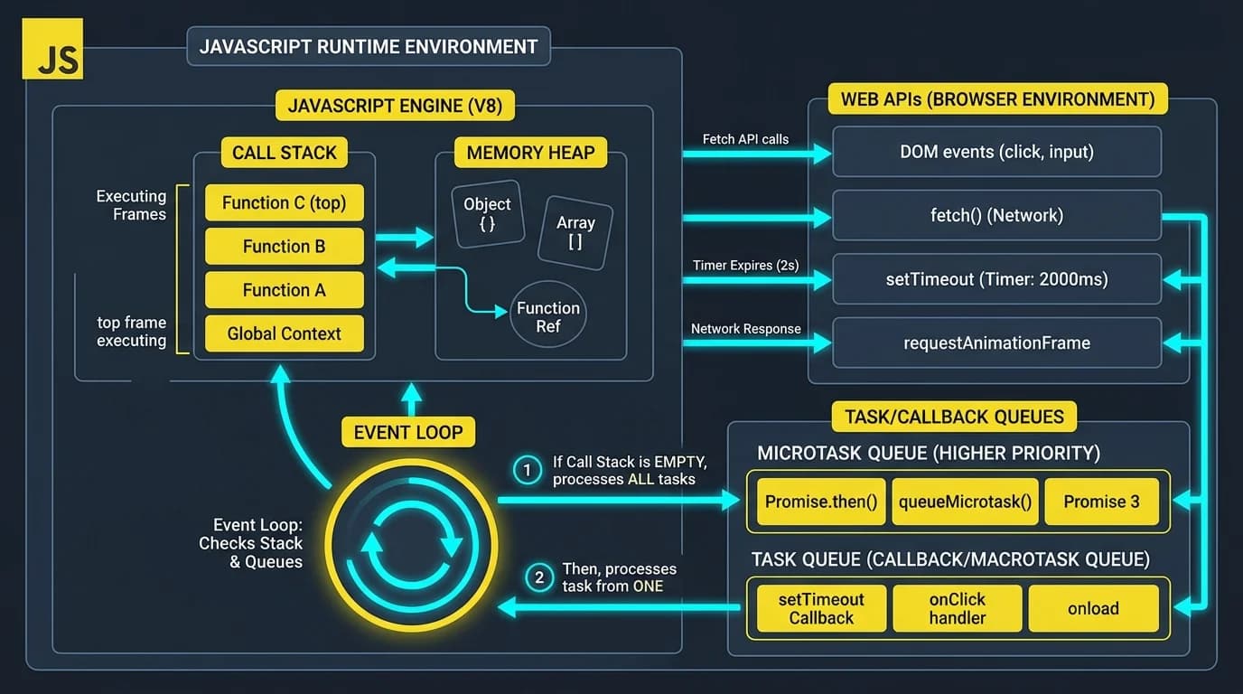 JavaScript Runtime Environment and Event Loop Architecture